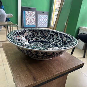 Portable sink, ceramic handmade painted art sink, bathroom washbasin, Special Design Decoration