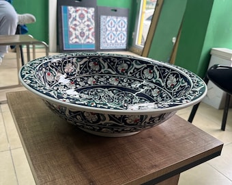 Portable sink, ceramic handmade painted art sink, bathroom washbasin, Special Design Decoration