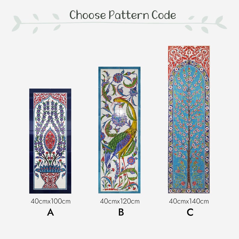 40cm width, 16in width, Hand painted Ceramic tile Art Frameless Wall Mural Panel Porcelain Tile