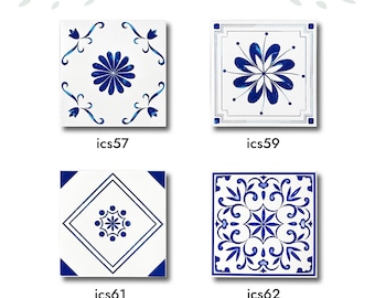 Mix blue white tiles, Decorative floor tiles, 10cm*10cm(4in*4in) Porcelain Tile, Special Design Decoration, 10 pieces (1 sq/ft)