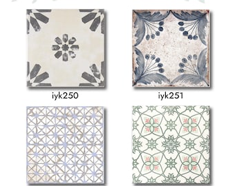 Antique patterned tiles, 20x20 cm(8x8 in) Porcelain Tile, Special Indoor and Outdoor Tiles, 1 pack (3 pieces / 1.29 sqft)