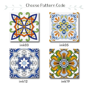 Mexican patterned tiles, 20x20 cm(8x8 in) Porcelain Tile, Special Indoor and Outdoor Tiles, 1 pack (3 pieces / 1.29 sqft)