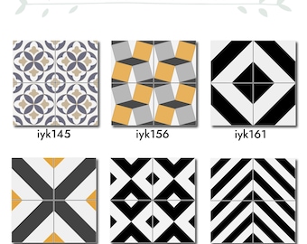 Geometric pattern tiles, 20cm*20cm(8in*8in) Porcelain Tile, Special Indoor and Outdoor Tiles, 1 set (3 pieces)