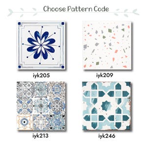 Blue patterned tiles, 20x20 cm(8x8 in) Porcelain Tile, Special Indoor and Outdoor Tiles, 1 pack (3 pieces / 1.29 sqft)