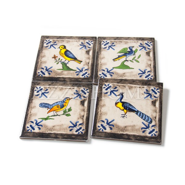 Pájaros y azulejos de porcelana modernos, Azulejo de porcelana de 10 cm * 10 cm (4 pulgadas * 4 pulgadas), Decoración de diseño especial, 10 piezas (1 pie cuadrado)