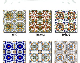 Mexican pattern tile, 20cm*20cm(8in*8in) Porcelain Tile, Special Indoor and Outdoor Tiles, 1 set (3 pieces)