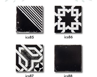 Black modern tiles, Decorative floor tiles, 10cm*10cm(4in*4in) Porcelain Tile, Special Design Decoration, 10 pieces (1 sq/ft)