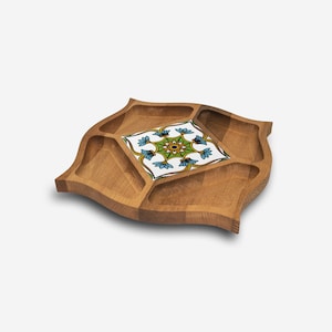 Snack Tray for Nuts desgined with Patterned Tiles – Lilium, Special Design Decoration, 1 piece 24cmx24cm