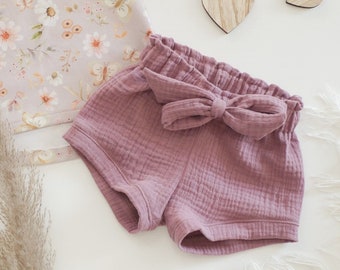 Muslin shorts, girls' shorts, muslin pants for girls, muslin shorts old pink, children's shorts size. 50 - 134