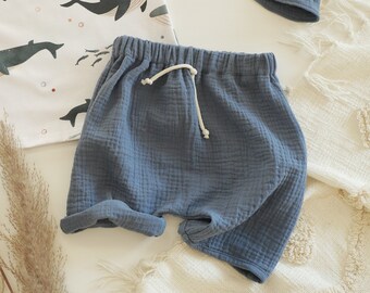 Muslin shorts, muslin shorts, muslin baby trousers, muslin shorts, children's shorts