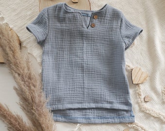 Chemise en mousseline, chemise d'été en mousseline, chemise pour enfants en mousseline