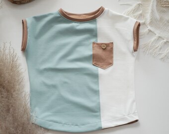 T-Shirt, Jungenshirt, Kindershirt, Babyshirt, Oversized-Shirt, Colourblock-Shirt Kinder, Sommershirt für Kinder Gr. 50/56 - 134/140