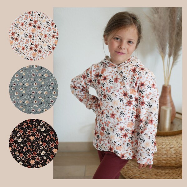 Kapuzenpullover, Kinderhoodie, Mädchenhoodie, Jungenhoodie, Kinderpullover mit Kapuze, Hoodie mit Blumen, Hoodie einfarbig