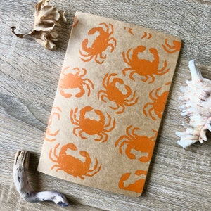 Lino Printed Notebook with lined pages Crabs image 4