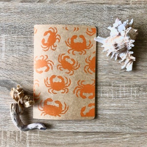 Lino Printed Notebook with lined pages Crabs image 5