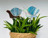 Snail Plant Garden Stake Handmade Stained Glass Poke Decoration Ornament