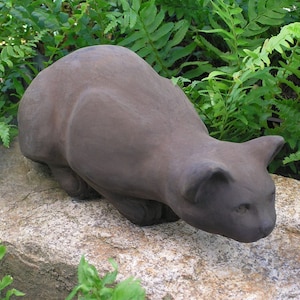 Nichols Brothers Small Crouching Cat Outdoor Concrete Garden Statue
