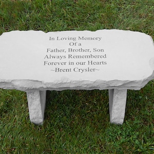 Custom Medium Stone Bench Personalized Memorial Garden Decor