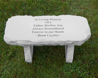 Custom Medium Stone Bench Personalized Memorial Garden Decor