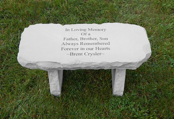 Custom Medium Stone Bench Personalized Memorial Garden Decor Etsy