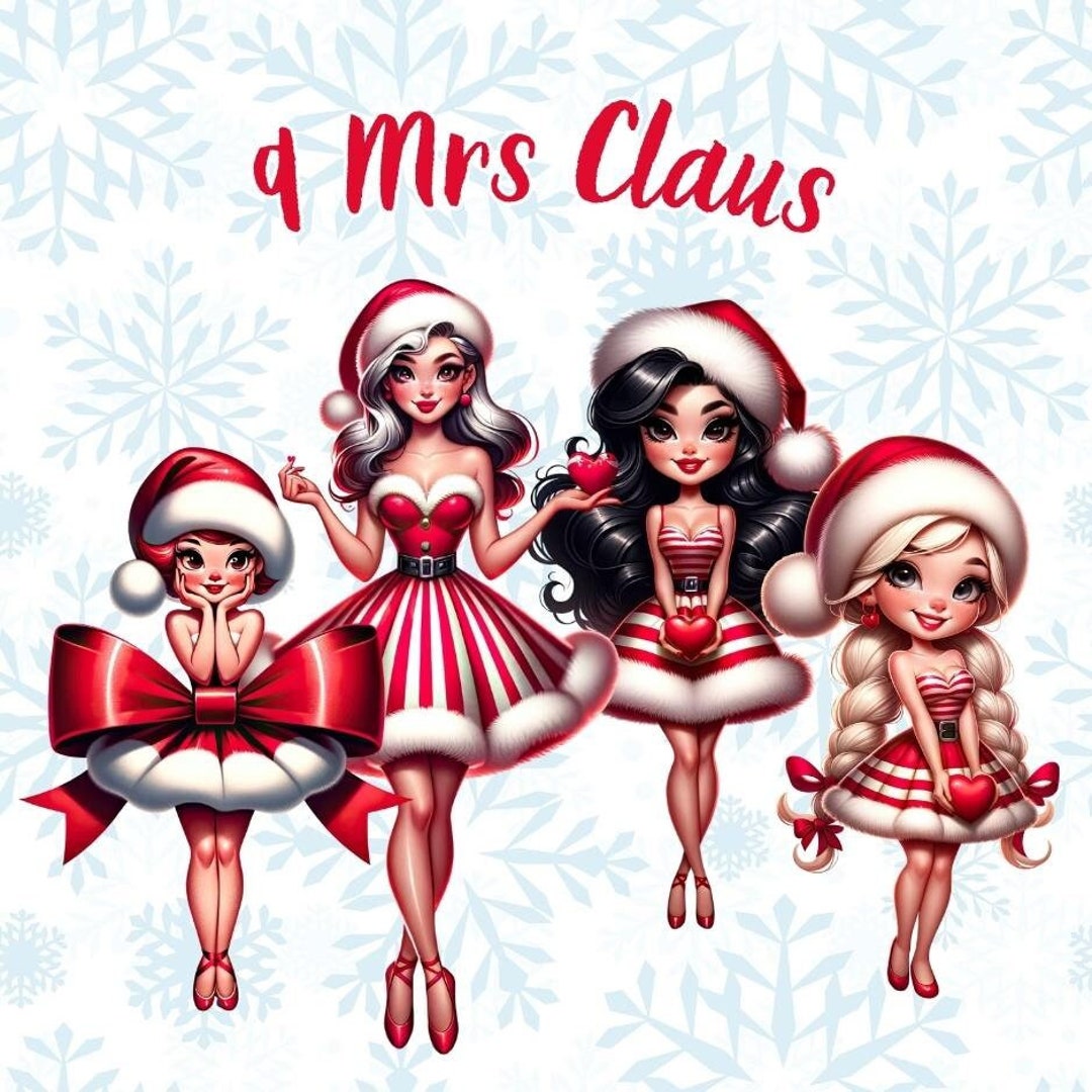 Christmas Mrs Claus Characters Collection, Clipart, Scrapbook, PNG