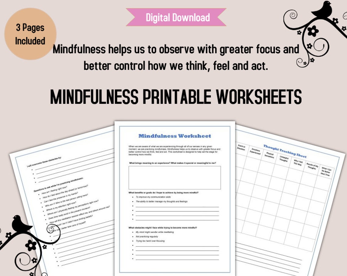 Mindfulness Printable Planner Sheets Instant Download | Etsy
