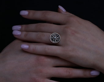 Adjustable INNANA star Bronze, Silver RING - ISHTAR ring - Celestial ring  - Star of Venus - Sterling Silver - Assyrian jewelry - Enheduanna