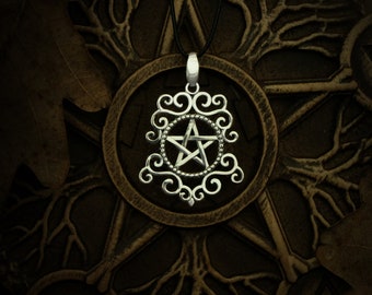 PENTACLE Necklace Victorian style- 925 STERLING SILVER