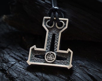 Colgante grande de Mjolnir en plata envejecida – Martillo de Thor, collar vikingo