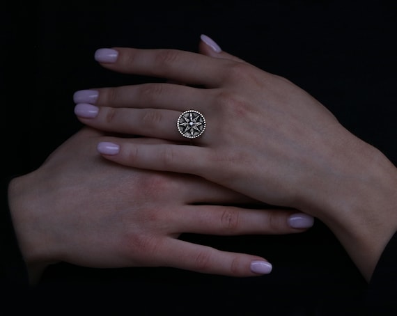 Adjustable INNANA star Bronze, Silver RING - ISHTAR ring - Celestial ring  - Star of Venus - Sterling Silver - Assyrian jewelry - Enheduanna