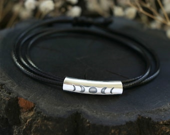 Bracelet MOON PHASE  -  Antiqued Silver Tone - or 925 Sterling Silver