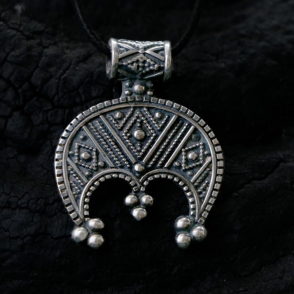 Crescent Moon Necklace - Crescent Moon Necklace - Upside Down Moon Necklace  - Bronze - 925 Sterling Silver - heathen jewelry