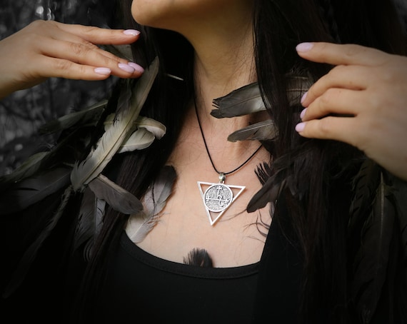 【BLACKPURPLE】23FW★ [silver925] Signity Symbol Necklace Celtic Wolf Spirit with Meaningful Gemstone Sterling Silver