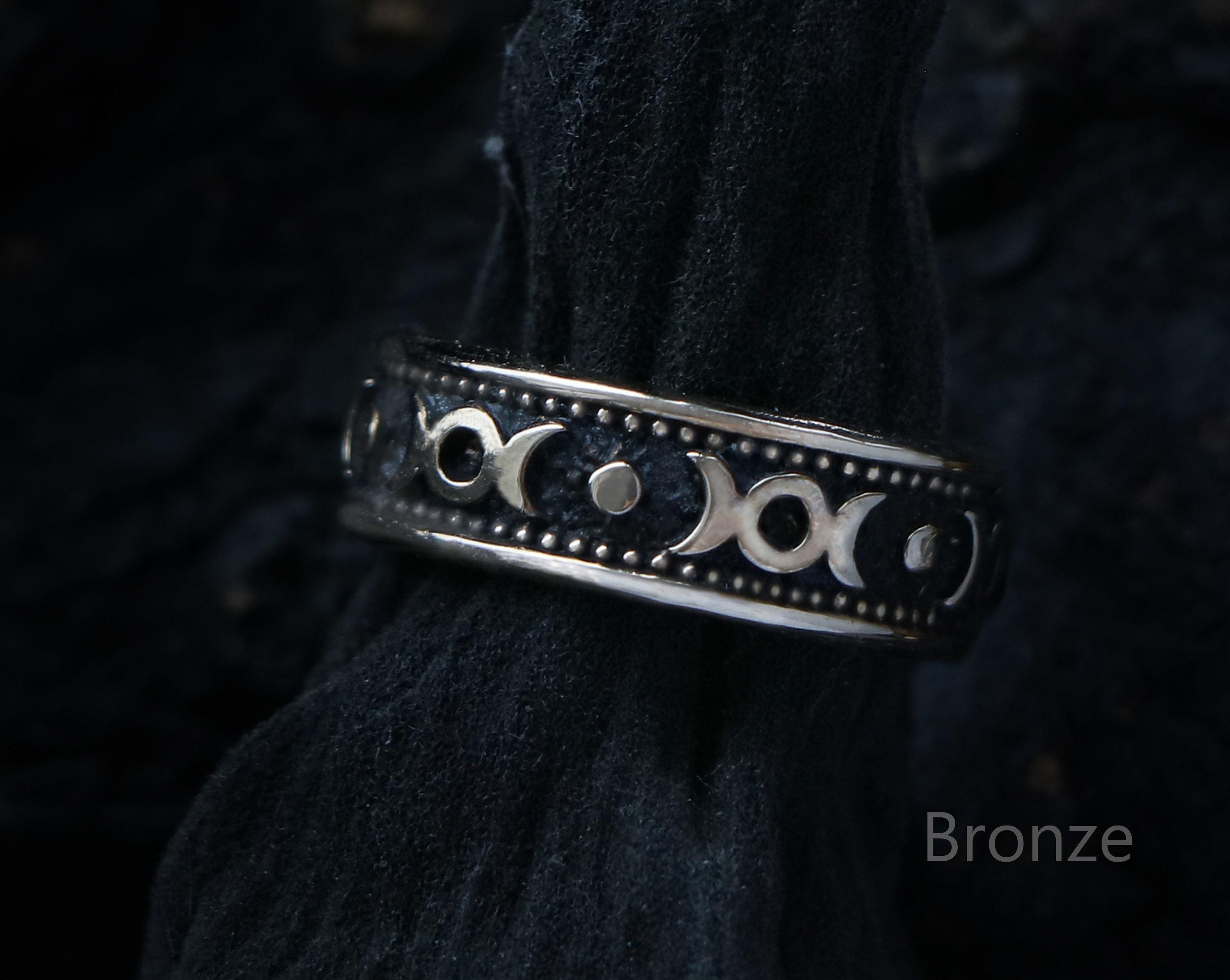 Anello Tripla Luna In Argento 925 – Regolabile – Solido – Sacerdotessa – UK