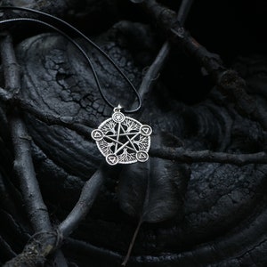 pentacle necklace made of sterling silver with five elements
