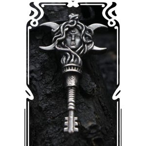 HECATE KEY Necklace Made of Sterling Silver – Triple Moon Goddess Jewelry, Perfect for a Everyday Wear or Hecate Altar