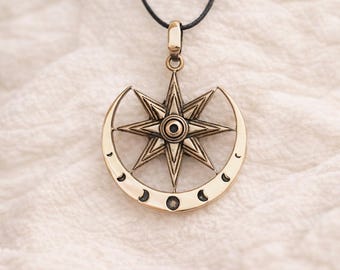 Colgante de estrella de Ishtar / Joyería pagana de plata esterlina o bronce / Collar de la diosa Inanna / Regalo con símbolo antiguo
