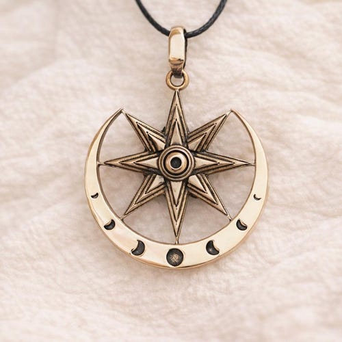 Ishtar Star Pendant | Sterling Silver or Bronze Pagan Jewelry | Inanna Goddess Necklace | Ancient Symbol Gift