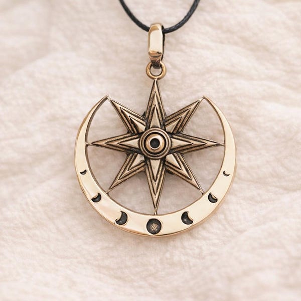 Ciondolo Stella di Ishtar / Gioiello pagano in argento sterling o bronzo / Collana della dea Inanna / Regalo con simbolo antico