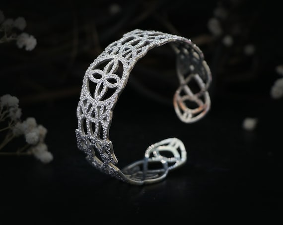 Bracciale Rigido Largo In Argento Sterling 925 Con Nodo Celtico E Treccia – Regolabile, Ipoallergenico, Gioiello Boho Per Uomo E Donna - 2
