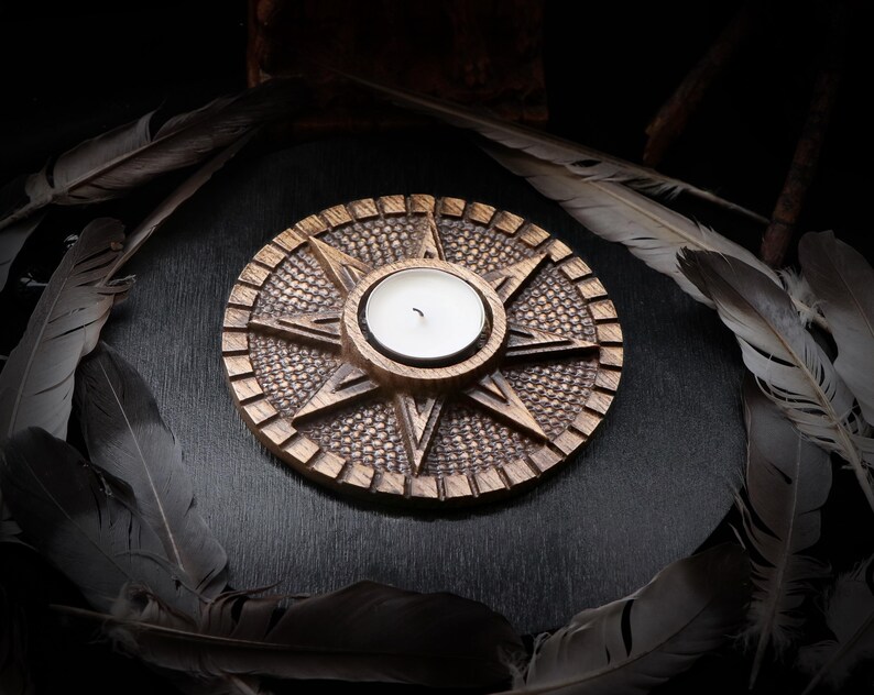 Inanna Goddess wooden candle holder