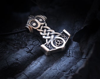 Thor Hammer Mjolnir-hanger – bronzen Vikingketting, Noorse heidense sieraden