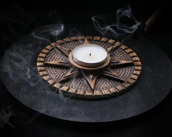 Ishtar WOODEN Candle Holder made of ASH-TREE / for home decor or for your home Inanna Altar