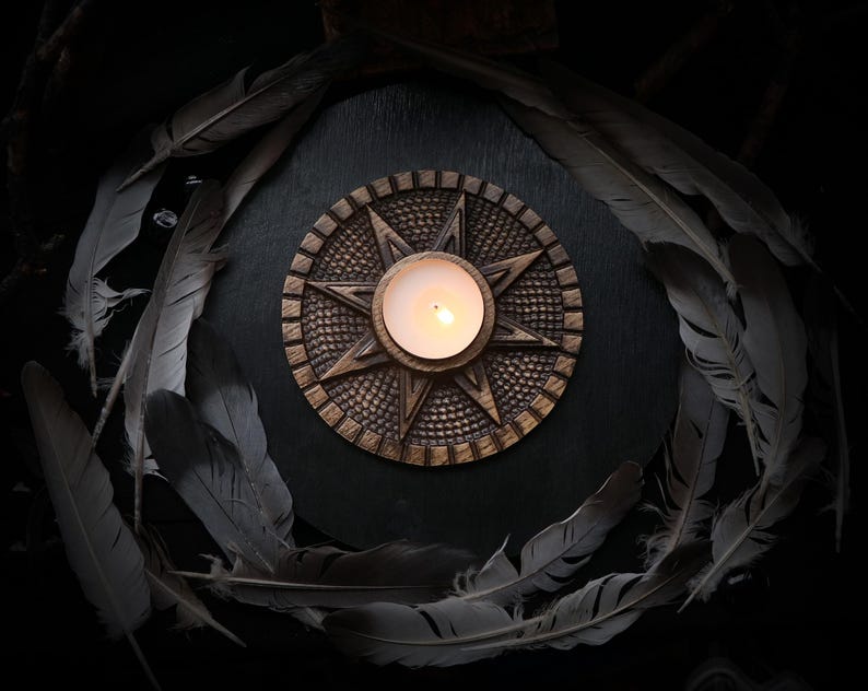 Ishtar wooden candle holder