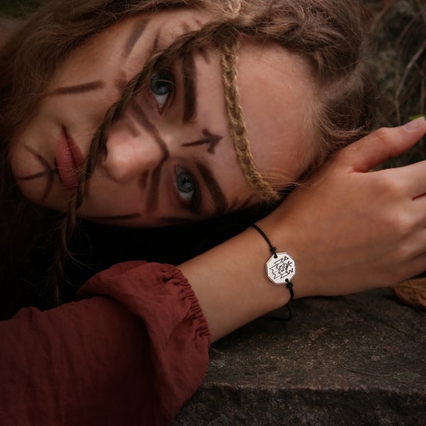 PROTECTION  RUNE AMULET Bracelet  made of 925 Sterling Silver or Bronze- Viking Rune Bracelet - heathen jewelry