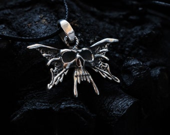 MOTH NECKLACE - death head - death moth - scull butterfly - luna moth - German Silver - 925 Sterling Silver