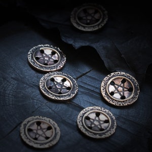 SET pentagramknop - brons - Duits zilver
