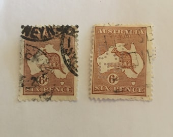 Used Australia Stamp: Kangaroo & Map