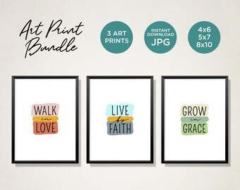 Christian Art Print Bundle, Bible Verse, Faith Quotes (Digital Download)