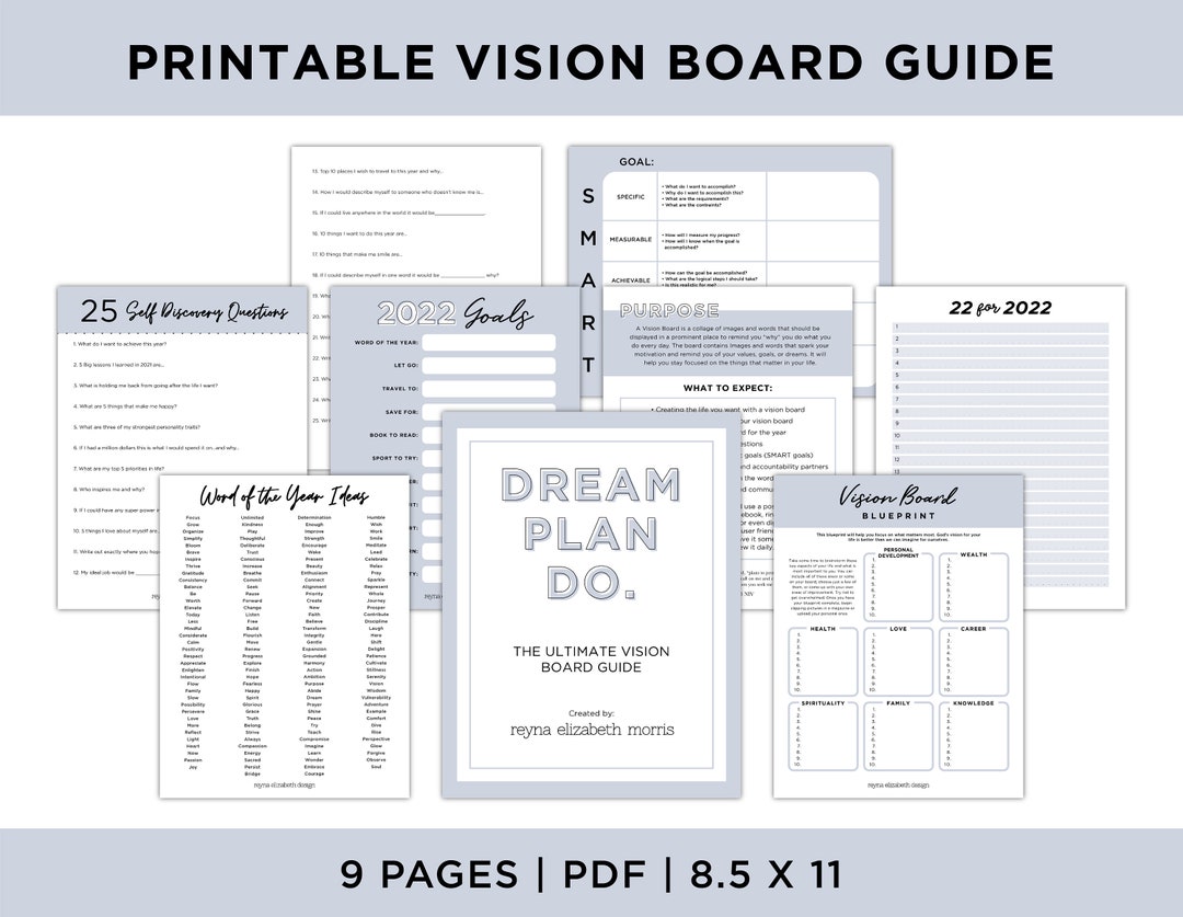 2022 Vision Board Guide, Christian Printable Planner Kit, Printables ...